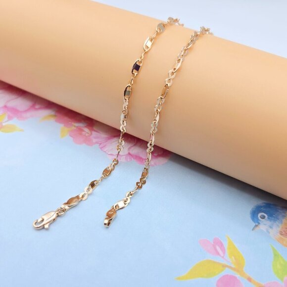 "Delicate Rose Gold Link Chain Necklace for Women, 17.7 Inch Length, XPNL0078 - Picture 10 of 12